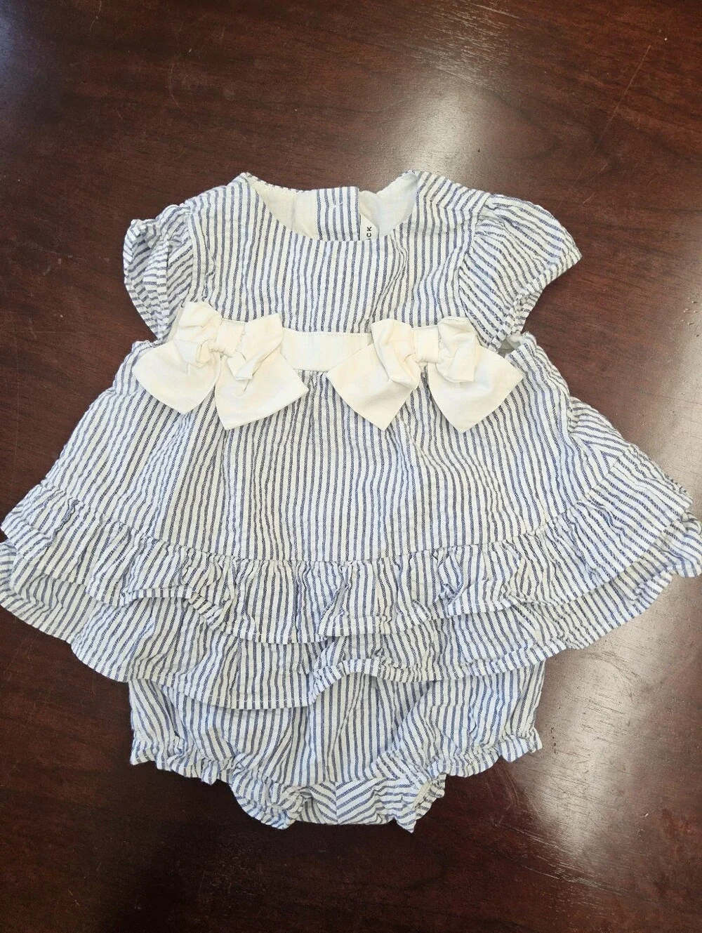 Janie and Jack Light Blue & White Seersucker Set